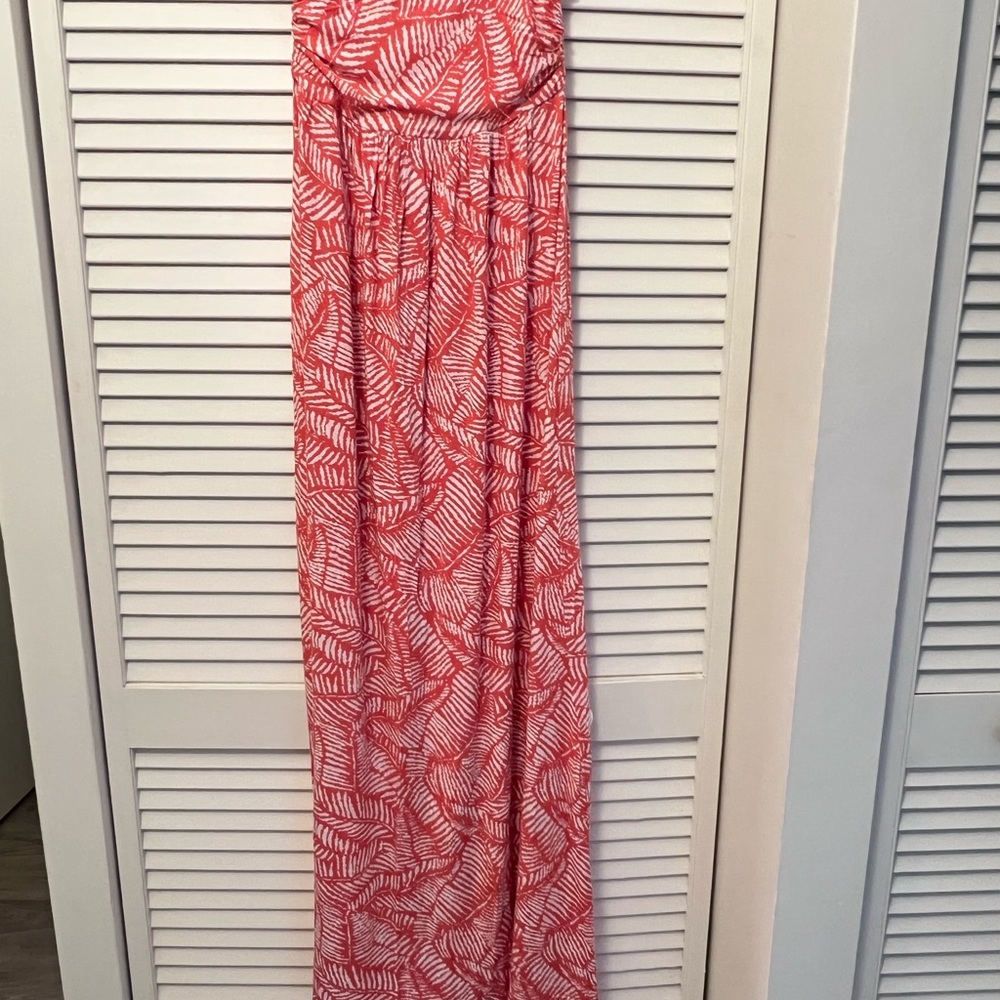 Orange and White Patterned Maxi Dress